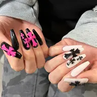 🖤【オフあり】1cm以上の長さ出し✝️ クロムパーツ+チップスカルプワンカラーコース