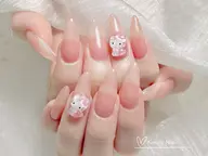 🎀チップ長さだし🎀＋ワンカラー/ラメグラ＋2個大きいパーツ/10個ストーン6500 【ジェルオフ無料】