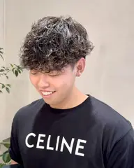 メンズ✨波巻きパーマ、波巻きスパイラル+カット+眉カット💇♂️