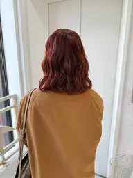 ブリーチなし W color🍑✨+高級髪質改善treatment✨#艶カラー#透明感カラー#グレージュ#チェリーレッド