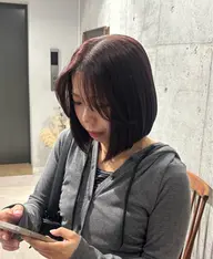 ワンカラー＋切りっぱなしボブ✂︎+クイックトリートメント
