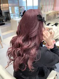 【⭐️ブリーチ無しで明るく⭐️】Wケアカラー➕自社開発トリートメント➕コテ巻🌈