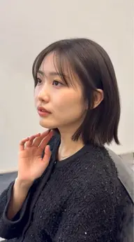 前髪の生え癖矯正、生え癖改善＋前髪&顔周りカット