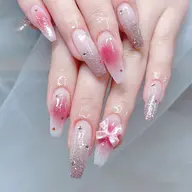 🌈❣️[チップ長さだし]ワンホンチークネイル&スートン10個つけ❤️‍🔥