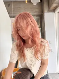 📛平日限定📛【🎨色落ちまで可愛い】カット＋ブリーチありWカラー＋TR(巻髪仕上げOK)👉ベージュ・ピンク人気💕