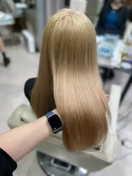 ダブルカラー(ブリーチ)＋ケラチントリートメント＋マイクロバブルスパ【ロング料金なし、シャンプーブロー込み、巻き髪無料】