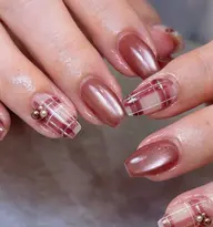 ４本チェックネイル🎀(ベースワンカラー)