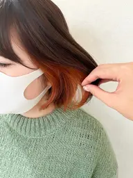 【ワンポイント🧡】カット+ インナーカラーorイヤリングカラー💍＋全体カラー＋2stepトリートメント🫧