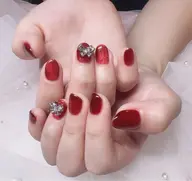 ハンド★マグネットワンカラー+【大きパーツ2個】¥6500  初回ジェルオフ無料 パーツが店内サンプルから選べ。