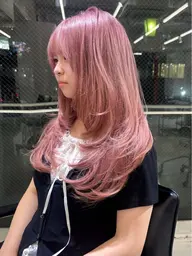 盛れる顔周りcut＋ケアブリーチ2回＋ケアカラー＋高保湿2stepトリートメント ロング料金なし