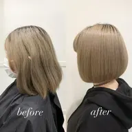 【来店2.3回目の方限定🌟】ブリーチ毛対応◎酸性ストレート+ピースピュアTR(カット追加+¥3300)