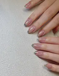 凛とした美しさ💎ガラスフレンチ✨初回ジェルオフ無料✨フィルイン無料🆓フォルム形成込み‼︎