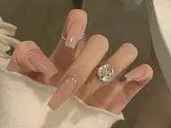 チップ長さだし+ワンカラー+韓国ワンホンパーツストーン両手2本付け放題