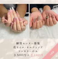 6月/花・キルティングネイル🌸3枠/練習モニター募集 ⚠️時間指定あり《花・キルティングネイル2本・ワンカラーのみ》