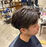 メンズカット＋フェザー、ニュアンス、カルマ系パーマ