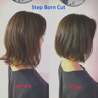 小顔補正立体カット　ステップボーンカット