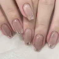 練習モデル◇NEW OPEN特典◇初回オフ無料◇自爪ミラーフレンチネイル Mirror French