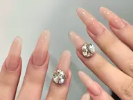 オフなし【長さだし】ワンカラー☆ラメ☆ラメグラデ＋パーツ2本つけ