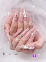 🎀チップ長さ出し＋シンプルデザイン＋パーツ付け放題（オフ込み）¥12800→¥9800