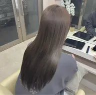 (4月~6月限定)ワンカラー+つるりんちょTr ※ブリーチなし#ベージュ#艶カラー#韓国風巻き#顔周りカット#コテ巻き