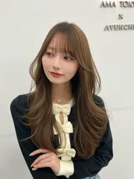🉐人気𝐍𝐨. 𝟏クーポン🩵くびれヘアが叶うカット➕透明感カラー➕アユンチェ1stepTR➕巻き仕上げ当日⭕️