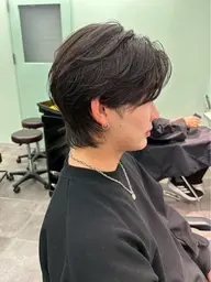 メンズセンターパートカット＋毛流れニュアンスパーマ