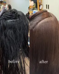 『🌀うねり、くせ改善🌀』全頭縮毛矯正➕艶ワンカラー