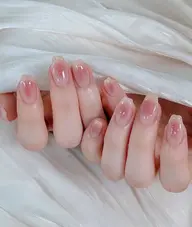 自爪韓国ネイル💜チークネイル