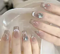 【自爪】初回ジェルオフ無料💕ワンホンマグネットフレンチ＋2個大きいパーツ¥7980→¥5980