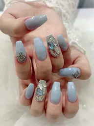 《オフ有り》🧸スカルプ10本🩵ワンカラー,ラメグラ➕パーツつけ放題🌻💫