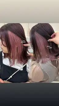 カット＋イヤリングカラーorバングカラー(ブリーチ込)+トリートメント🪄＋長さ料金＋土日祝1,100