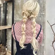 ヘアアレンジ🎀🪄︎︎編みおろしツイン¨̮⃝(プルエクステ/シールエクステOK)