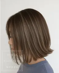 透明度抜群✨『白髪ぼかしにも対応』◎カット＋極細ハイライト×ツヤカラー