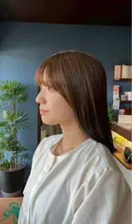 🌼「顔まわりから垢抜け♡前髪カット×透け感カラー」→ 前髪の印象チェンジと透明感を前面に。トレンド感も意識して。