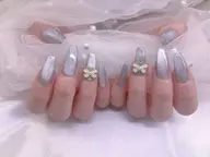 ★チップ長さだし★10本マグネット.フラッシュネイル※パ-ツ2個無料￥6990