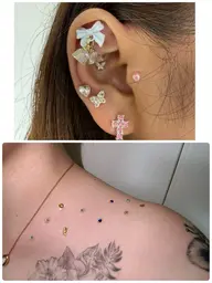 千葉県初‼️デコルテジュエリー🩵　耳ツボ１０粒　各５粒　× デコルテ　１０粒