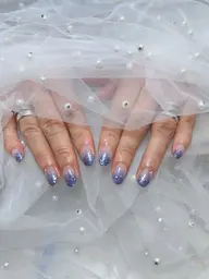 ラメグラデーション🩵(美フォルム補強、ドライケア込み)