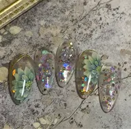 N185フラワー:ホロラメ／ミラー／ストーン／ポレーン／カラー3種／アート3本