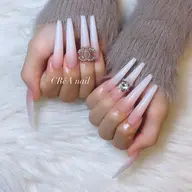 スカルプロング🤍1枚マックス長さだし+アート2本付💎