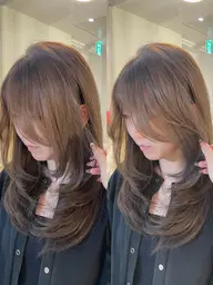 【柔らか韓国hair🎀】ブリーチなしWカラー➕レイヤーカット¥11900
