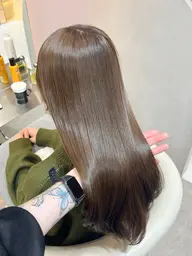 【ブリーチなしでダメージ抑えて透明感ある色味に✨】ブリーチなしダブルカラー➕1stepトリートメント✨