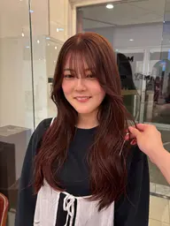 前髪カット💞 + 内部補修トリートメント🫧 + 簡単コテ巻きスタイル🎀.⋆