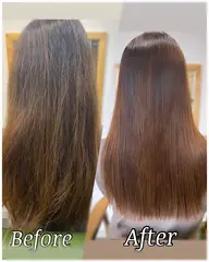 【エイジング＊ハイダメージ毛に】酸性縮毛矯正＋カット＋高濃度潤艶TR