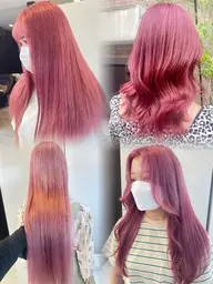 👑人気No.4👑全頭ケアブリーチ➕ワンケアカラー➕トリートメント❤️ダブルカラー/派手髪/韓国ヘア／ブリーチ