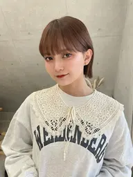 【一日で垢抜け♡】小顔カット+透明感カラー+縮毛矯正+2stepTR☆ショートボブレイヤー暖色韓国ヘア髪質改善新宿代々木