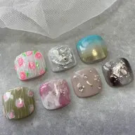 フットネイル💖<サンプルから選ぶ>親指アートコース(オフ・ケア込)🫧カラー変更🉑✨