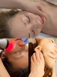 鍼なし❣️鍼が怖い人も♡スッキリ【小顔アロマリンパオイルマッサージ+強力EMS💥】頭蓋骨調整付き（ヘッドスパ）