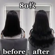 黒髪ロング♪黒染め×100%人毛シールエクステ80枚¥26,200～(他カラー、ダブルカラー変更不可)
