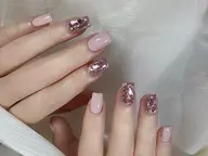 【初回ジェルオフ無料 】🎀ワンカラー+⭐️2個パーツ無料or2本✨埋め尽くし5300【ケア込み】