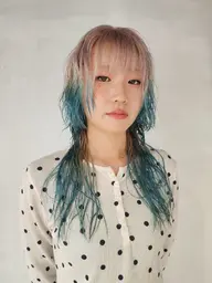 〝ミニモ限定“　【トリートメント付き】デザインカラー　ウルフレイヤーカット　ダブルカラー　ブリーチ　トリートメント